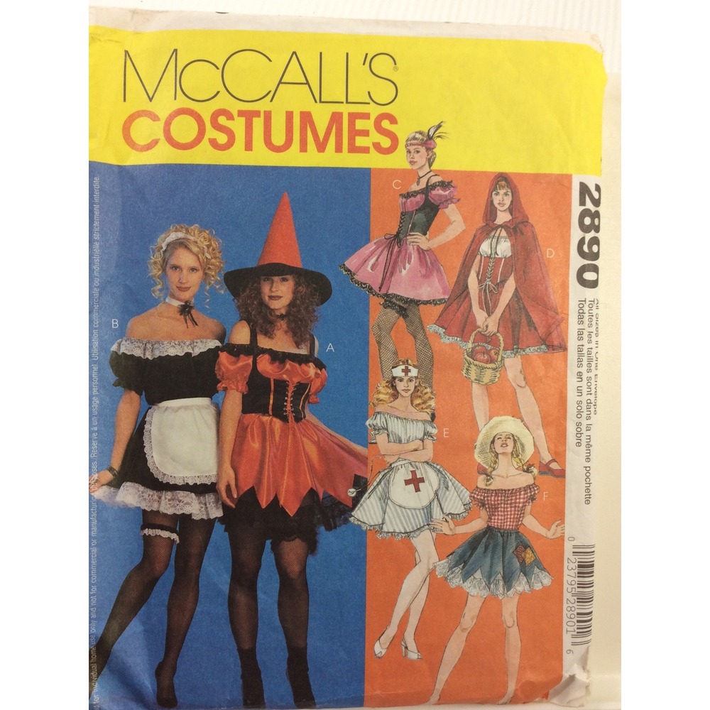 2000 McCalls 2890 VTG Sewing Pattern Womens Halloween Costume Size All